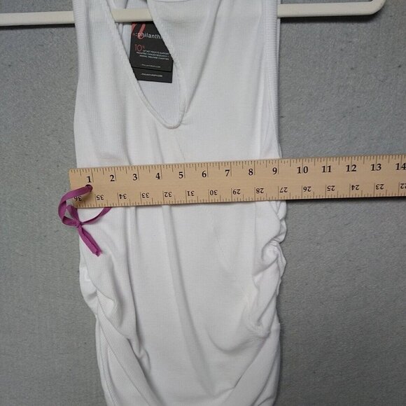 m:philanthropy Marlin Cut Out Tank Womens S White Modal Stretch Ruched Sides - Picture 3 of 8